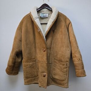 Vintage Shearling Suede Button Jacket Suede S/m Mens